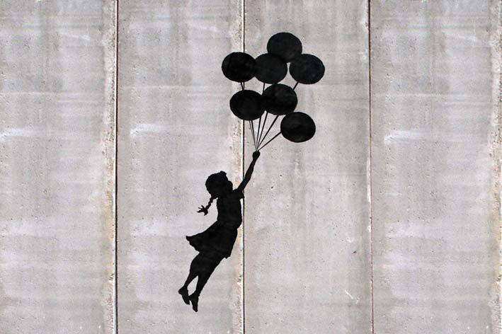 Print by Banksy, “Flying Balloons Girl” 